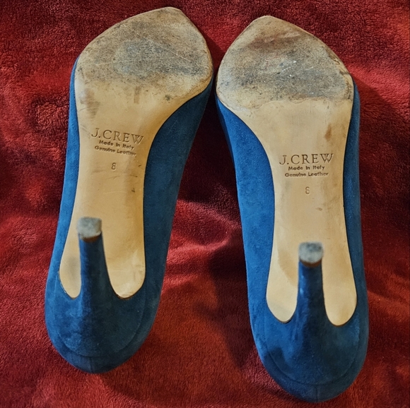 J. Crew Women Teal Blue Green Pointy-Toe Suede Leather Heels-Size 8 - Picture 7 of 7